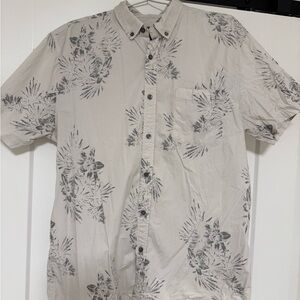 Vuori Men's Button Down Shirt - Cream and Gray Floral